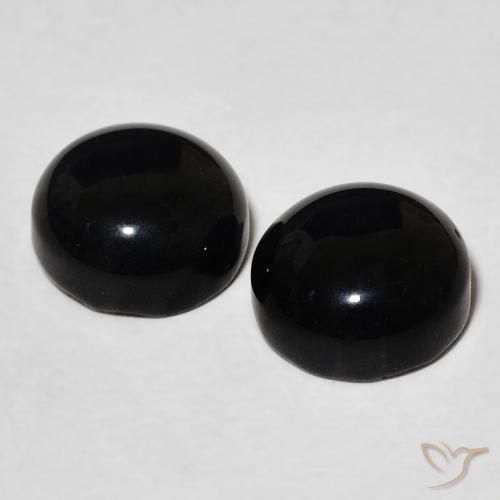 Pedras preciosas de Ônix Preto natural de 3.27 ct, Redondo, Opaco