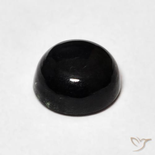 Ônix Preto Natural 1.37ct, Redondo, Opaco