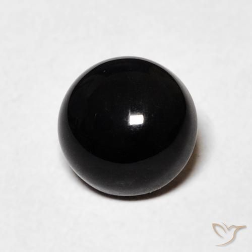 Ônix Preto Natural 1.23ct, Redondo, Opaco