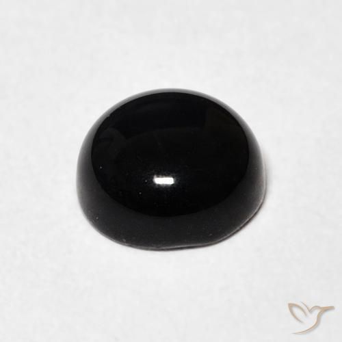 Ônix Preto Natural 1.23ct, Redondo, Opaco