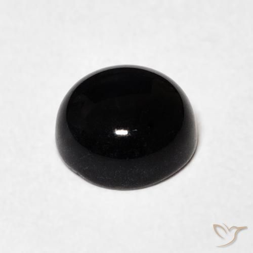 Ônix Preto Natural 1.34ct, Redondo, Opaco
