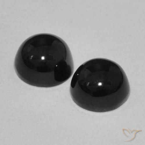 Pedras preciosas de Ônix Preto natural de 2.24 ct, Redondo, Opaco