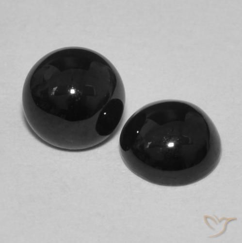 Pedras preciosas de Ônix Preto natural de 1.84 ct, Redondo, Opaco
