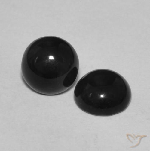 Pedras preciosas de Ônix Preto natural de 1.44 ct, Corte Redondo, Opaco