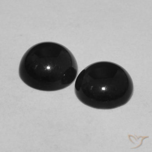 Pedras preciosas de Ônix Preto natural de 1.44 ct, Corte Redondo, Opaco