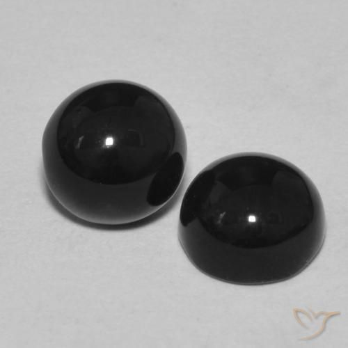 Pedras preciosas de Ônix Preto natural de 2.41 ct, Redondo, Opaco
