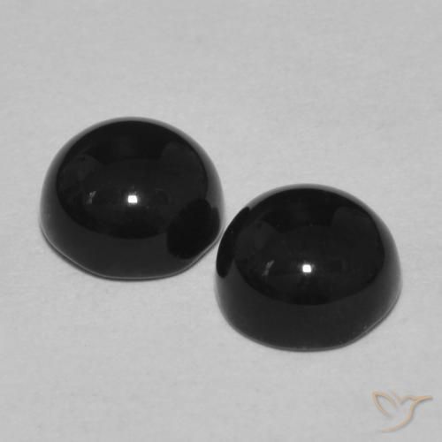 Pedras preciosas de Ônix Preto natural de 2.41 ct, Redondo, Opaco