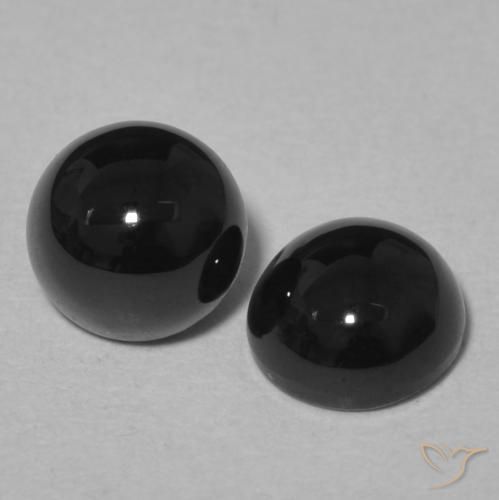 Pedras preciosas de Ônix Preto natural de 2.11 ct, Redondo, Opaco