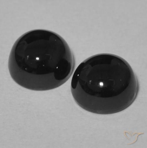 Pedras preciosas de Ônix Preto natural de 2.36 ct, Redondo, Opaco