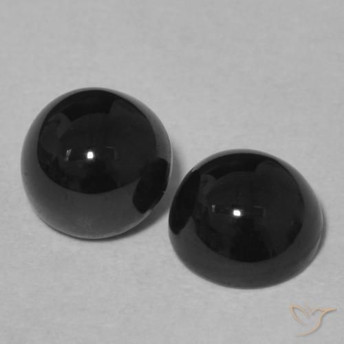 Pedras preciosas de Ônix Preto natural de 2.19 ct, Redondo, Opaco