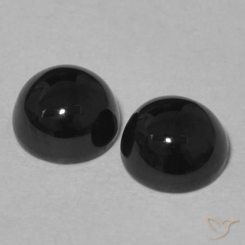 Pedras preciosas de Ônix Preto natural de 2.19 ct, Redondo, Opaco