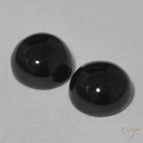 Pedras preciosas de Ônix Preto natural de 2.12 ct, Redondo, Opaco
