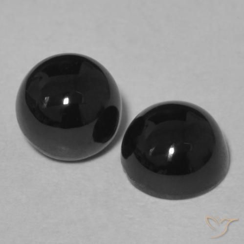 Pedras preciosas de Ônix Preto natural de 2.17 ct, Redondo, Opaco