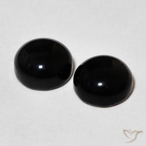 Pedras preciosas de Ônix Preto natural de 2.93 ct, Redondo, Opaco