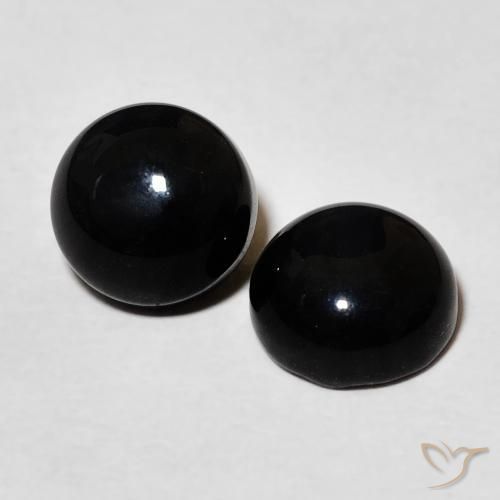 Pedras preciosas de Ônix Preto natural de 3.11 ct, Redondo, Opaco