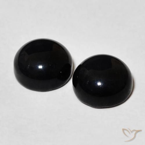 Pedras preciosas de Ônix Preto natural de 3.11 ct, Redondo, Opaco