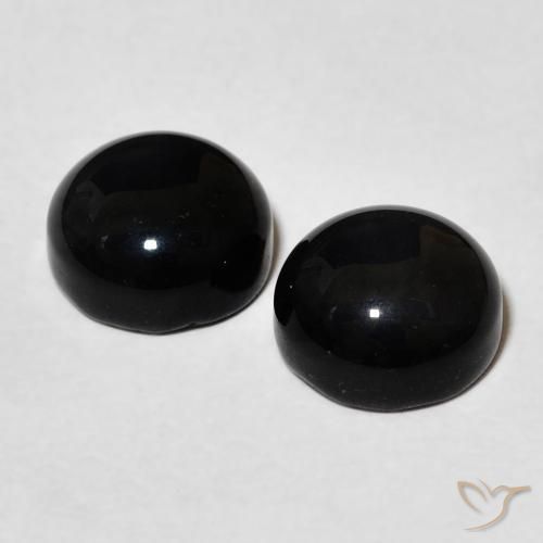 Pedras preciosas de Ônix Preto natural de 3.36 ct, Redondo, Opaco