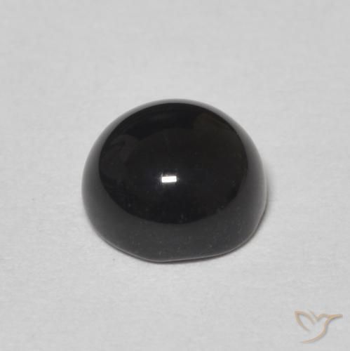 Ônix Preto Natural 1.16ct, Redondo, Opaco