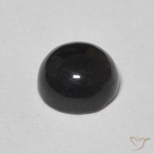 Ônix Preto Natural 1.12ct, Redondo, Opaco