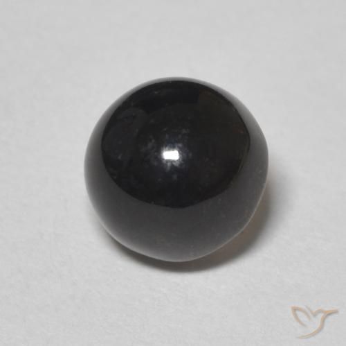 Ônix Preto Natural 1.24ct, Redondo, Opaco