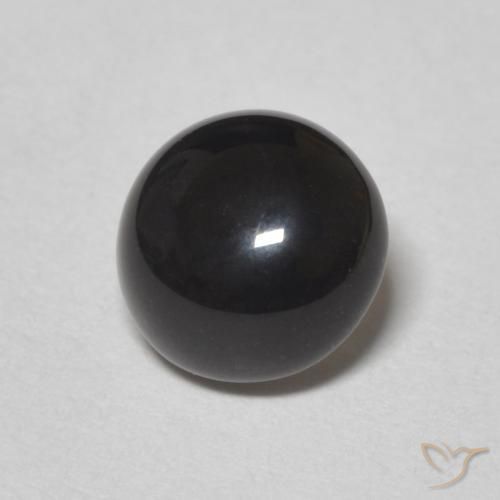 Ônix Preto Natural 1.08ct, Redondo, Opaco