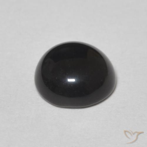 Ônix Preto Natural 1.08ct, Redondo, Opaco