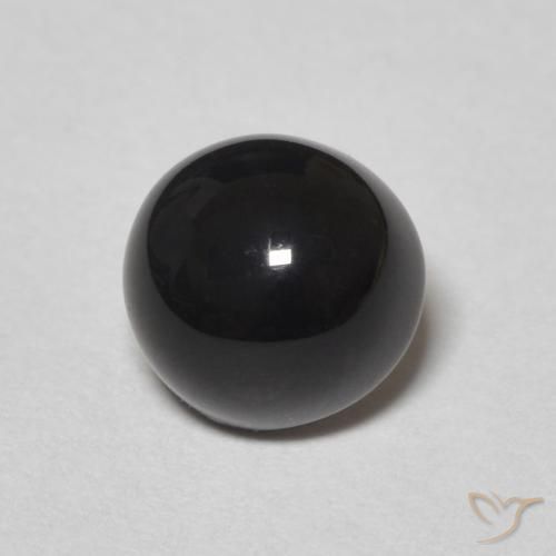 Ônix Preto Natural 1.31ct, Redondo, Opaco