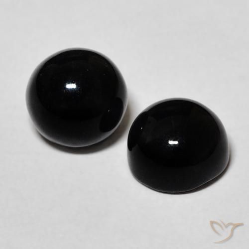 Pedras preciosas de Ônix Preto natural de 2.58 ct, Redondo, Opaco