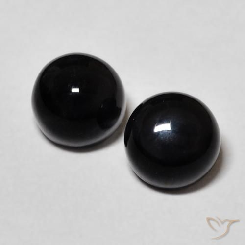Pedras preciosas de ônix preto natural de 2,43 ct, corte redondo, opaco