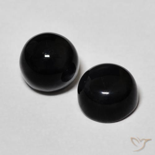 Pedras preciosas de ônix preto natural de 2,43 ct, corte redondo, opaco