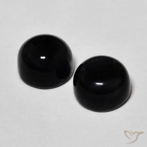 Pedras preciosas de ônix preto natural de 2,43 ct, corte redondo, opaco
