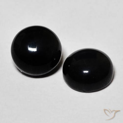 Pedras preciosas de Ônix Preto natural de 2.94 ct, Redondo, Opaco