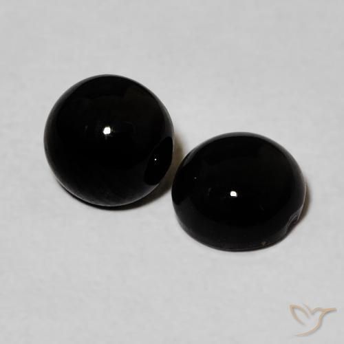 Pedras preciosas de Ônix Preto natural de 1.70 ct, Redondo, Opaco