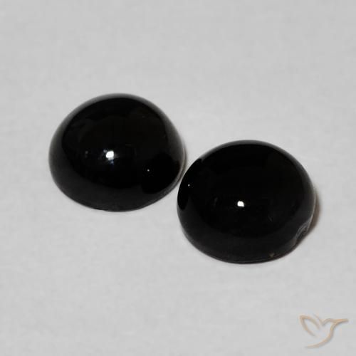 Pedras preciosas de Ônix Preto natural de 1.70 ct, Redondo, Opaco