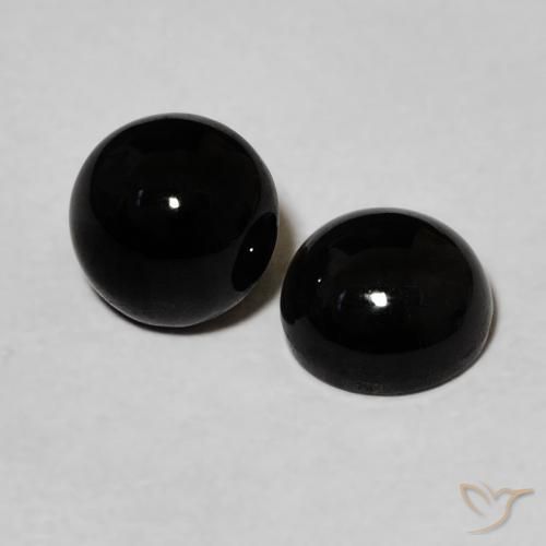 Pedras preciosas de Ônix Preto natural de 2.20 ct, Redondo, Opaco