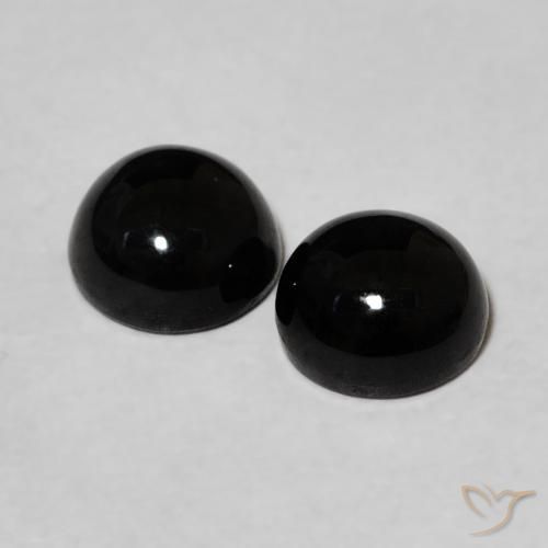 Pedras preciosas de Ônix Preto natural de 2.20 ct, Redondo, Opaco