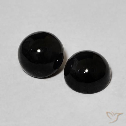Pedras preciosas de Ônix Preto natural de 1.98 ct, Redondo, Opaco