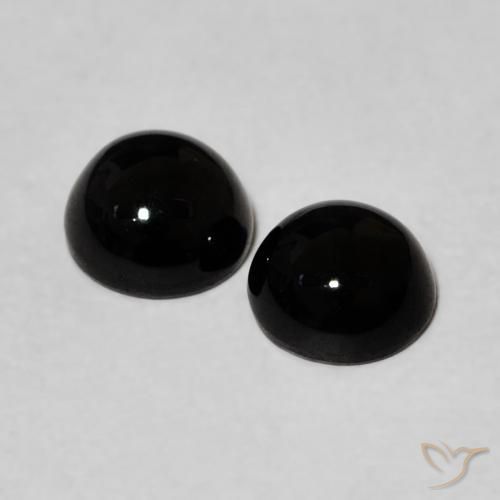 Pedras preciosas de Ônix Preto natural de 1.96 ct, Redondo, Opaco