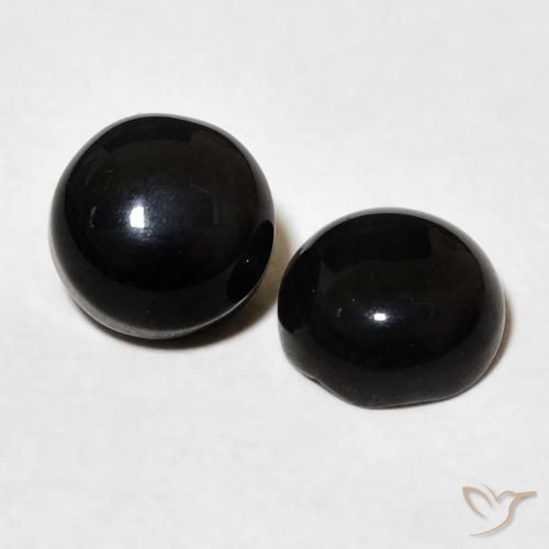 Pedras preciosas de Ônix Preto natural de 3.07 ct, Redondo, Opaco