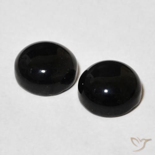 Pedras preciosas de Ônix Preto natural de 2.96 ct, Redondo, Opaco