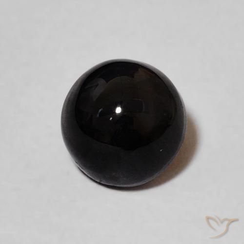 Ônix Preto Natural 1.23ct, Redondo, Opaco