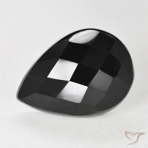 Ônix Preto Natural 9.48ct, Formato de pêra, Opaco