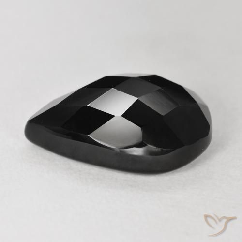 Ônix Preto Natural 9.48ct, Formato de pêra, Opaco