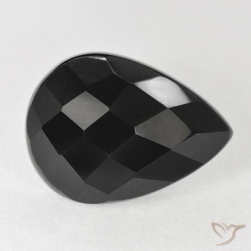 Ônix Preto Natural 9.19ct, Formato de pêra, Opaco