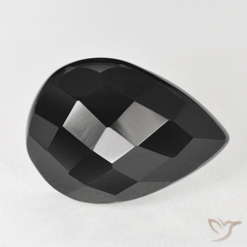 Ônix Preto Natural 9.47ct, Formato de pêra, Opaco