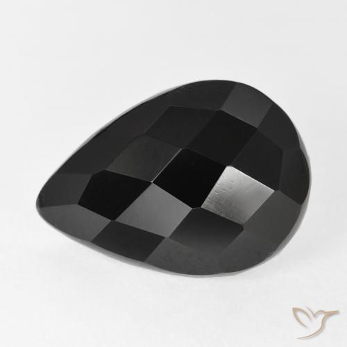 Ônix Preto Natural 7.67ct, Formato de pêra, Opaco