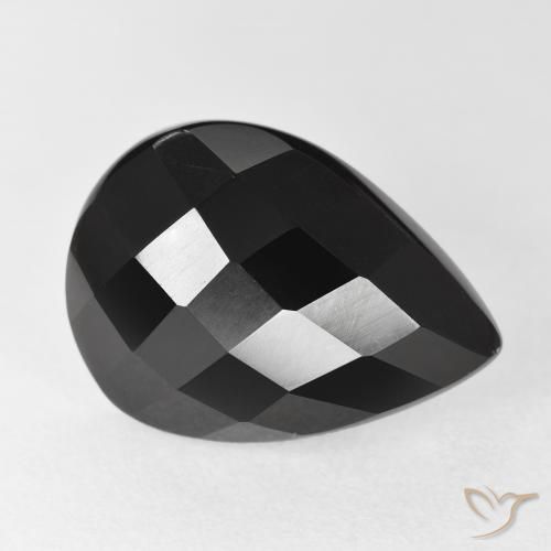 Ônix Preto Natural 9.97ct, Formato de pêra, Opaco