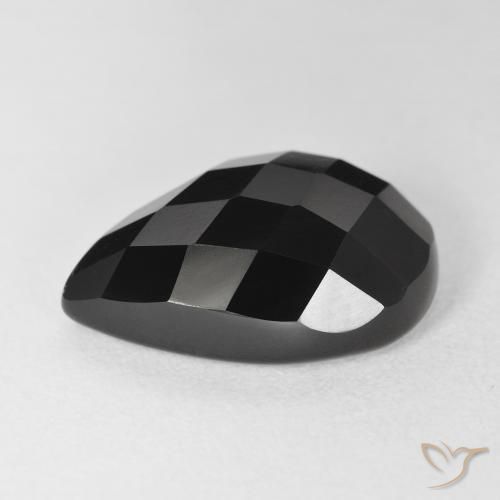 Ônix Preto Natural 9.97ct, Formato de pêra, Opaco