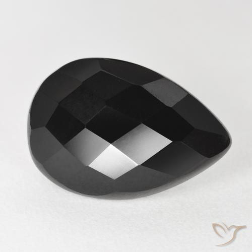 Ônix Preto Natural 8.80ct, Formato de pêra, Opaco