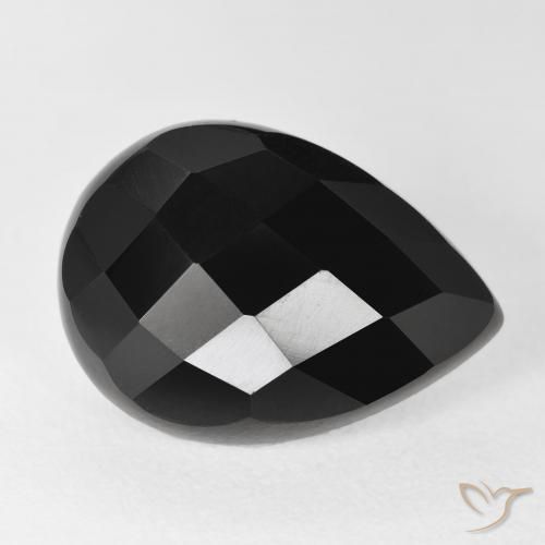 Ônix Preto Natural 10.04ct, Formato de pêra, Opaco